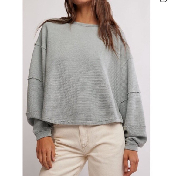Free People Tops - NWT Free People Total Eclipse Tee In Cold Winter Grey Oversized Siz XL